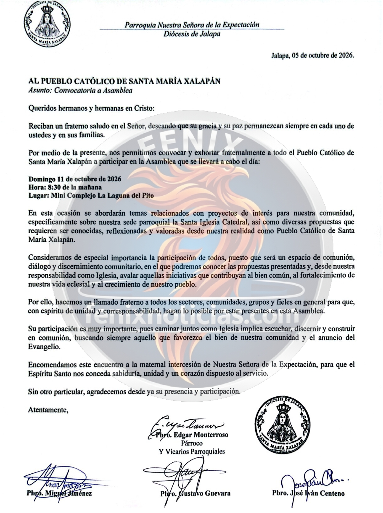 Convocan a la comunidad católica de Santa María Xalapán a asamblea comunitaria para discutir proyectos clave
